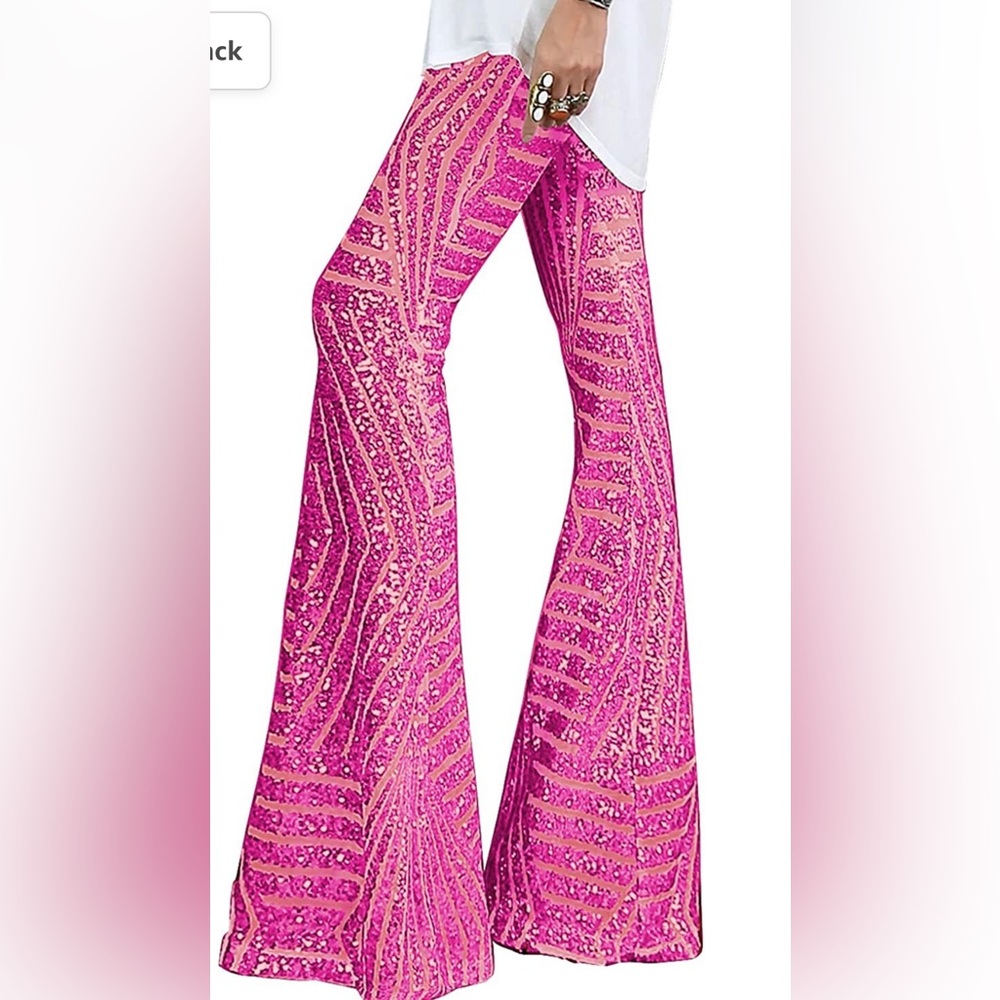 Hot Pink Sequin Bell Bottom Pants